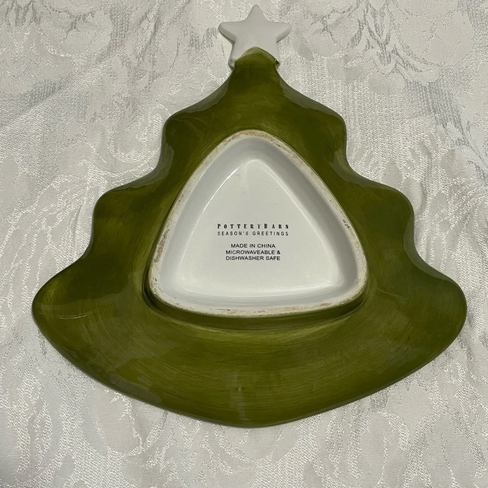 Pottery Barn Olive Green Christmas Tree Platter